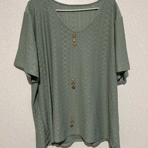 Beautiful Women’s Plus Size Blouse Top, Lace Design, Size 5XL, Green, Spring